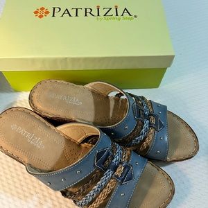 Shoes, slip on, blue, natural, size 9